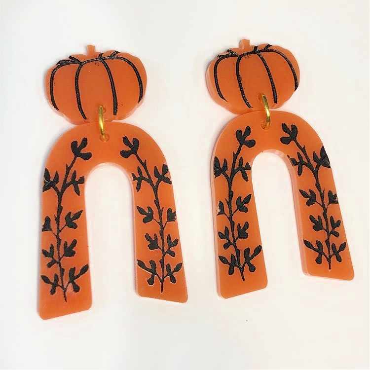 MAKIN' WHOOPEE - "Pumpkin Patch" Stud Dangle Halloween Earrings- Black