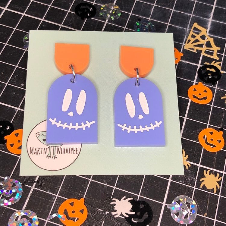 MAKIN' WHOOPEE - "Ghostly Ghoul" Stud Dangle Halloween Earrings