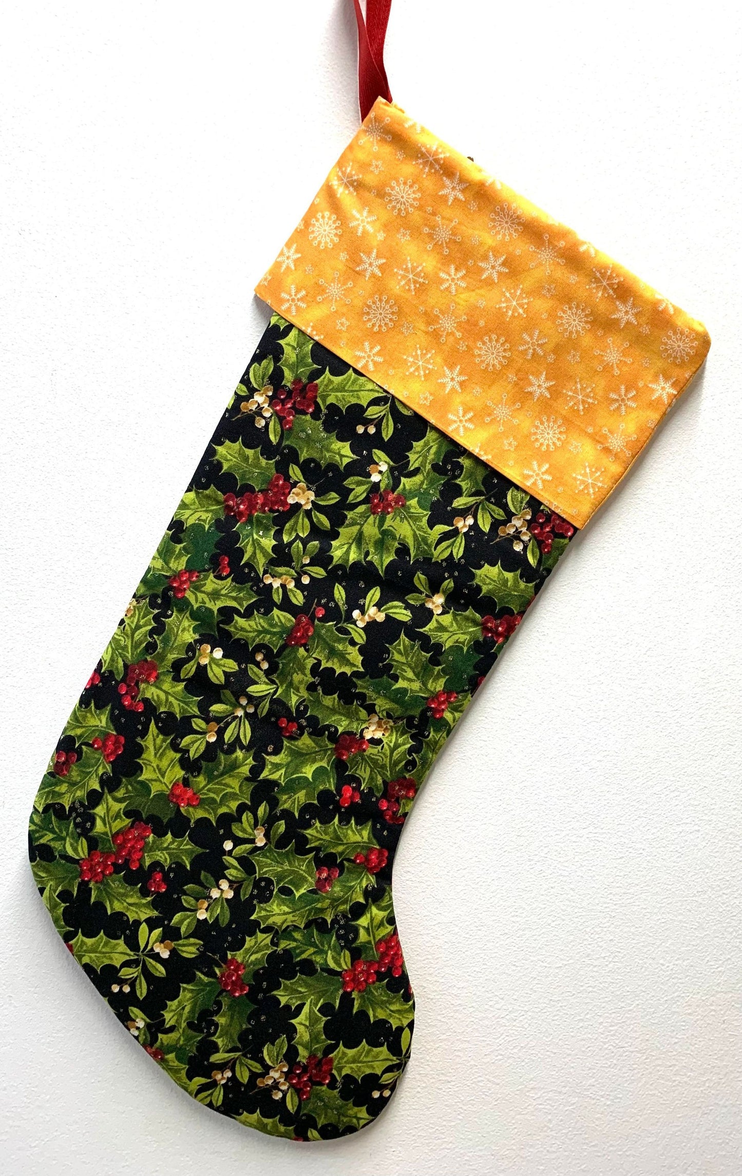 SEW HOT RIGHT NOW "Holly Leaves" CHRISTMAS STOCKING