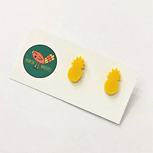MAKIN' WHOOPEE - "Pineapple" Stud Earrings - Yellow