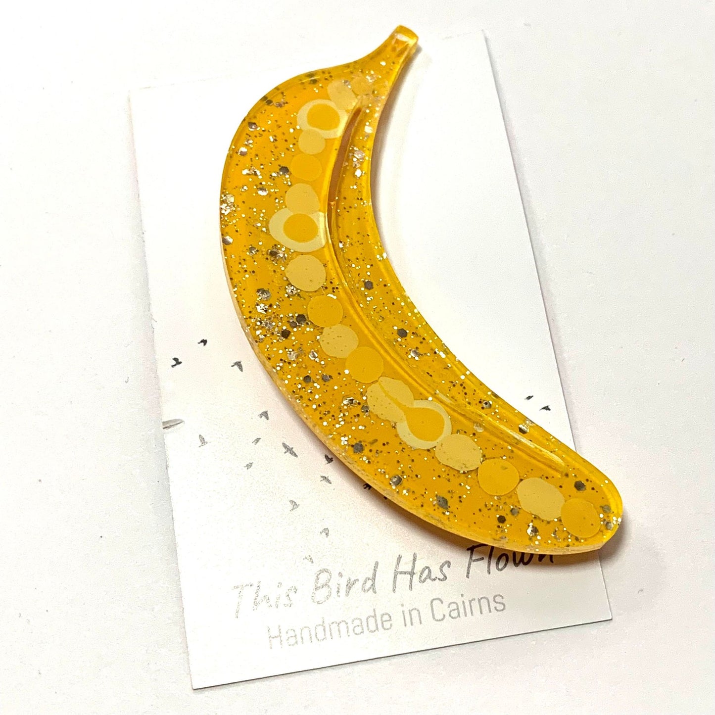 THIS BIRD HAS FLOWN- Banana Handpainted Brooch