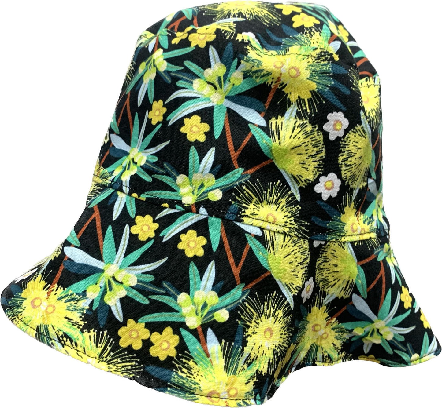 Teacups n Quilts- Yellow Gum Ponytail Fabric Hat- Adult Size