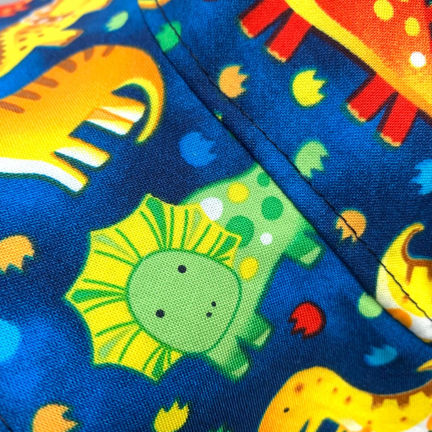 Teacups n Quilts- Blue Dinosaurs Fabric Hat- Kids Size Small