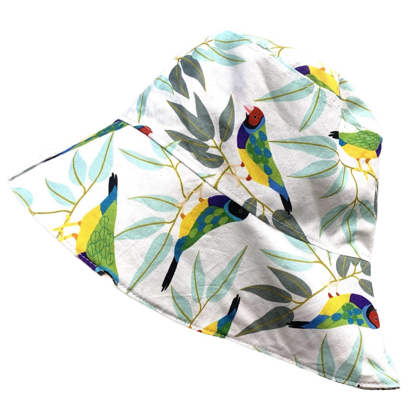 Teacups n Quilts- Gouldian Finch Fabric Hat- Adult Size