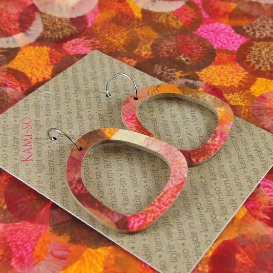 KAMI-SO- Square Recycled Paper Earrings - Autumn Colours: Small Hoop