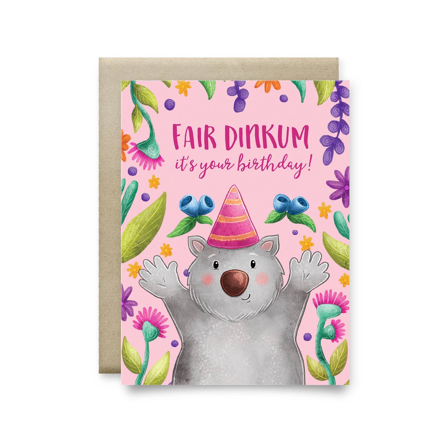 Stray Leaves- Fair Dinkum Wombat Birthday card