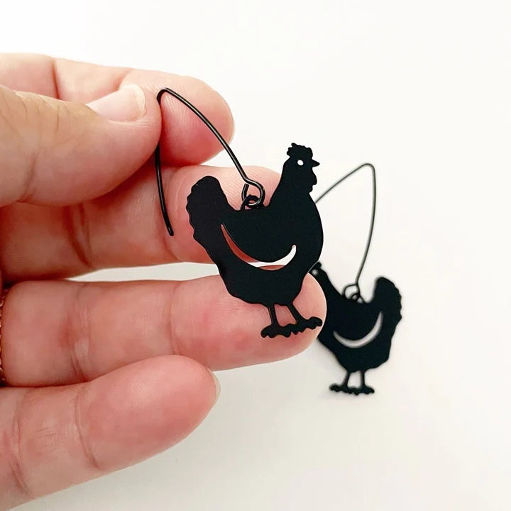 DENZ & CO- Mini Chicken in black - DANGLE EARRINGS