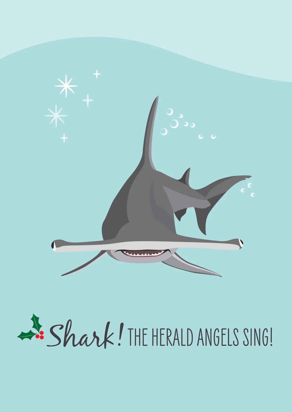 SAILFISH CREATIVE- "Shark the Herald Angels" Hammerhead Shark Christmas Card