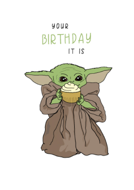 CANDLE BARK CREATIONS - FAMOUS FRIENDS- BABY YODA birthday Gift Card