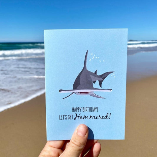 SAILFISH CREATIVE- "Let's get Hammered" Hammerhead Shark Birthday Card
