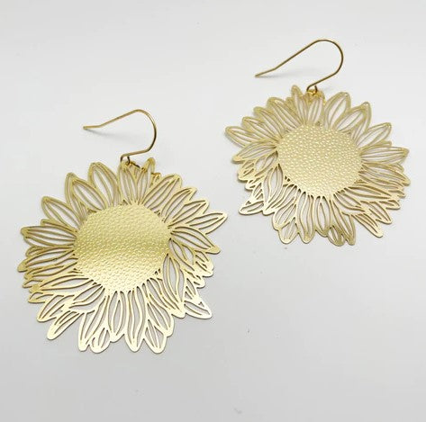 DENZ & CO - Sunflowers in gold - DANGLE EARRINGS