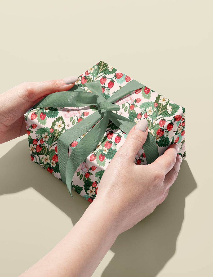 BESPOKE LETTERPRESS - Strawberries/Peaches double sided gift wrap