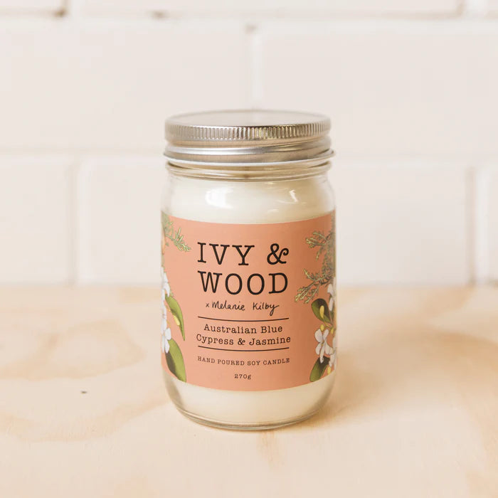 IVY & WOOD - Australian Blue Cypress & Jasmine Scented Candle 'Australiana' Collection
