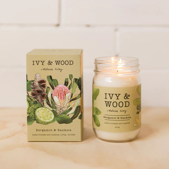 IVY & WOOD - Bergamot & Banksia Scented Candle 'Australiana' Collection
