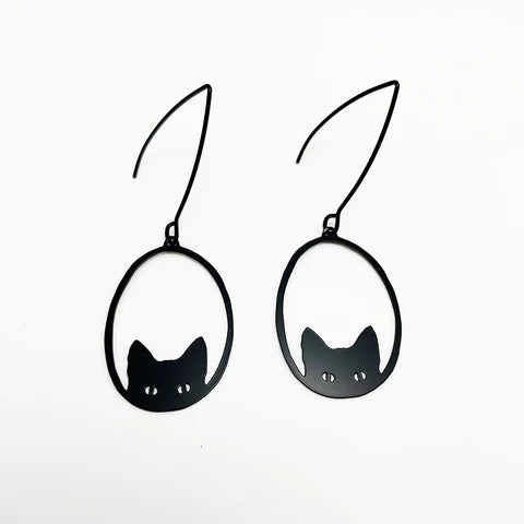 DENZ & CO- Mini Black Cat in black - DANGLE EARRINGS
