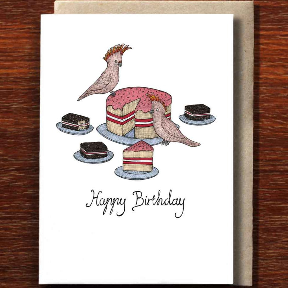 The Nonsense Maker- Cockatoo Cake - Greeting card