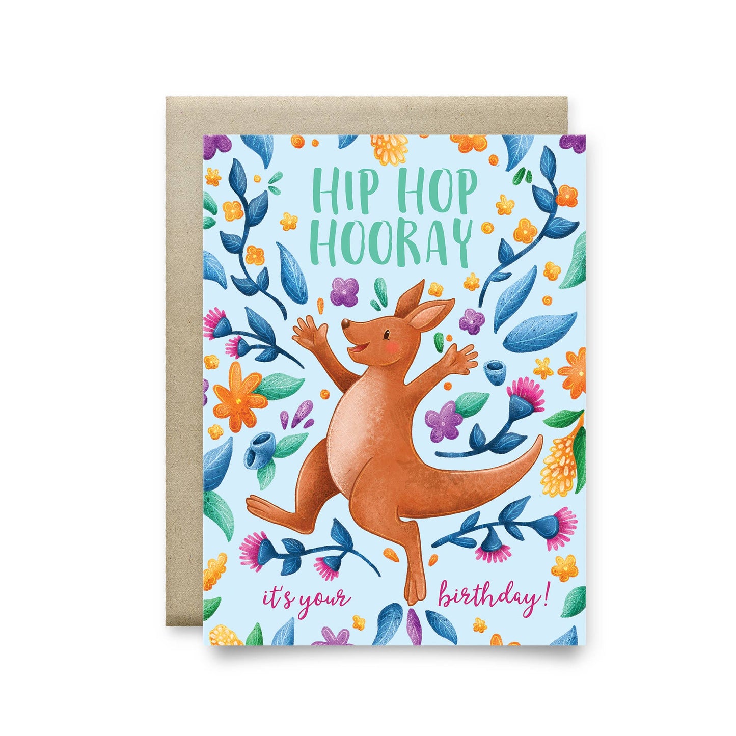 Stray Leaves- Hip Hop Hooray Kangaroo birthday card