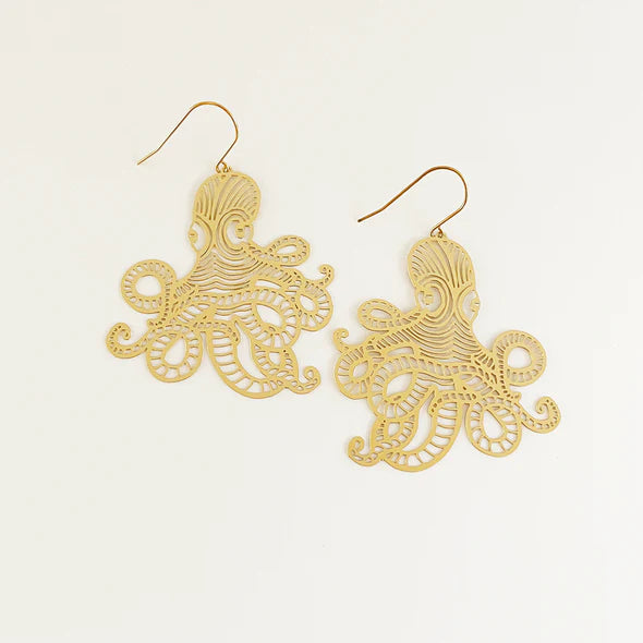 DENZ & CO - Octopus dangles in gold - DANGLE EARRINGS