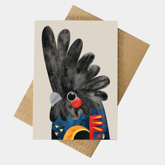 PETE CROMER - BLACK COCKATOO GREETING CARD